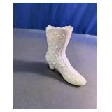 Vintage Fenton White Milk Glass Boot Shoe