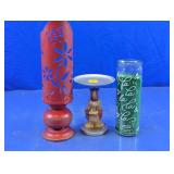 Candle Holder, Snowman Pedestal & Jar Candle