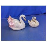 Vintage Ceramic Swan Planters / Planter Duo