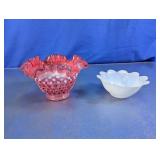 Vintage Fenton Cranberry & Opalescent Bowls