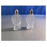 Vintage Cut Glass Salt & Pepper Shakers Duo