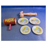 Toy Mallets & Tin Toy Plates Assortment