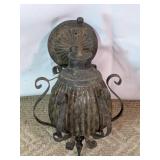 Vintage Wrought Iron Amber Glass Wall Sconce