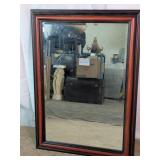 Large Framed Wall Mirror Black Red Wood Grain