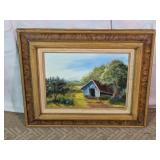 Vintage J. BIELA Signed Rural Landscape Painting