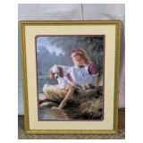 Framed Girl & Dog Art Print by Mark Arian