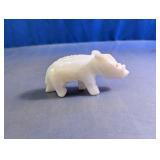 Hand-Carved White Alabaster Rhinoceros Figurine