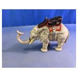 Vintage Hand-Painted Cast Iron Elephant Figurine