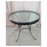 Round Glass Top Metal Accent Table