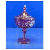 Westmoreland Ruby Floral Covered Compote