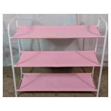 Three-Tier Pink Fabric Storage Rack