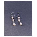 925 Silver Cultured Pink Pearl Dangle Earrings