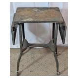 Vintage Metal Rolling Drop-Leaf Utility Cart