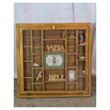 Vintage Wooden Wall Shadow Box Glass Display Case