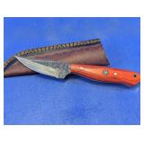 Fixed Blade Knife w/ Wood Handle & Sheath