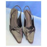 Black Satin Bow Slingback Heels