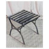 Wrought Iron Slatted Curved-Leg Metal End Table