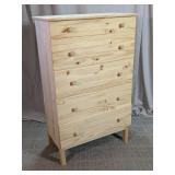 5-Drawer Unfinished Solid Pine Wood Dresser