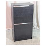 2-Tier Black Wood Tilt-Out Shoe Cabinet Storage