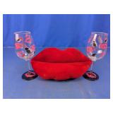Lip-Themed Glasses & Plush Pillow