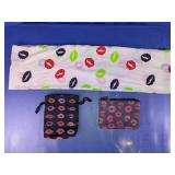 Kiss Print Fabric, Zippered, & Drawstring Pouches