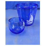 Hazel Atlas Sailboat Cobalt Blue Glass Set