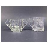 Etched Glass Creamer & Sugar Bowl