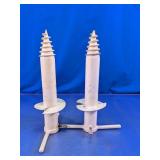 White Plastic Sand Anchor Beach Umbrella Pair