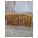 Vintage Oak Style Louvered 4-Door Storage Console