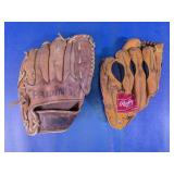 Vintage Spalding & Rawlings Baseball Gloves Duo