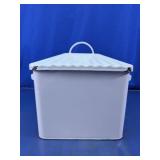 Vintage Enamelware Storage Bin Box w/ Lid