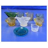 Glass Coal Bucket Ashtray & Cup Plate Assortment