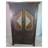 Carved Wood Armoire Entertainment Cabinet