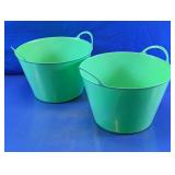 Green Plastic Buckets with Handles
