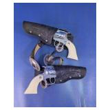 Vintage Style Toy Double Holster Set w/ Pistols