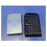 Zippo 2002 Lighter & Crocodile-Pattern Case