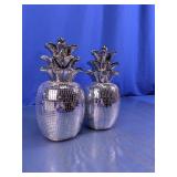 Mirrored Disco Ball Pineapple Statues Duo