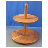 Two-Tier Wooden Serving Stand