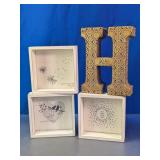 Decorative Wooden Shadow Box & Letter H Signs