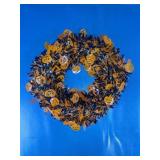 Halloween Tinsel Pumpkin Wreath Decor