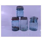 Vintage Blue Ball Glass Canning Jars Lot
