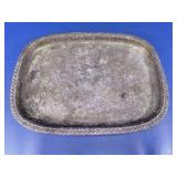 Vintage Footed Etched Metal Serving Tray