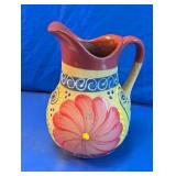 Clay Floral Decorative Serving Pitcher