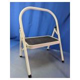 White Steel Folding 1-Step Stool