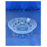 Vtg Clear Cut Glass Round Trinket Dish