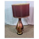 Burgundy Gold Leaf Motif Accent Table Lamp