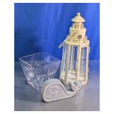Coastal Lighthouse Lantern, Glass Vase & Whale Dec