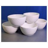 White Ceramic Hobnail Bowls Set
