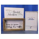 Assorted Wooden Wall Art Signs Trio