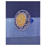 Gold Tone Druzy Style Stone Statement Ring